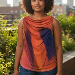 Kathy Ireland Orange and Blue Women's Blouse